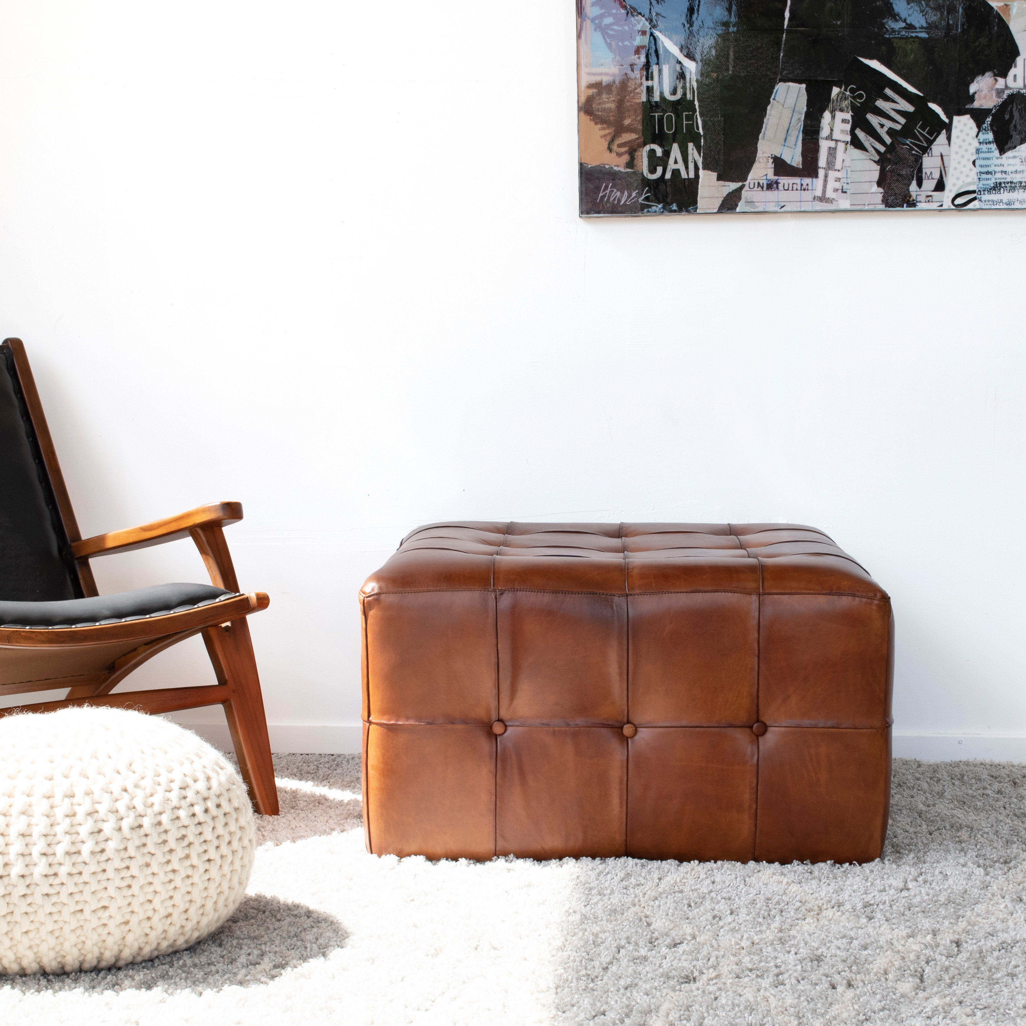 Brown Leather Ottomans Poufs You Ll Love In 2020 Wayfair