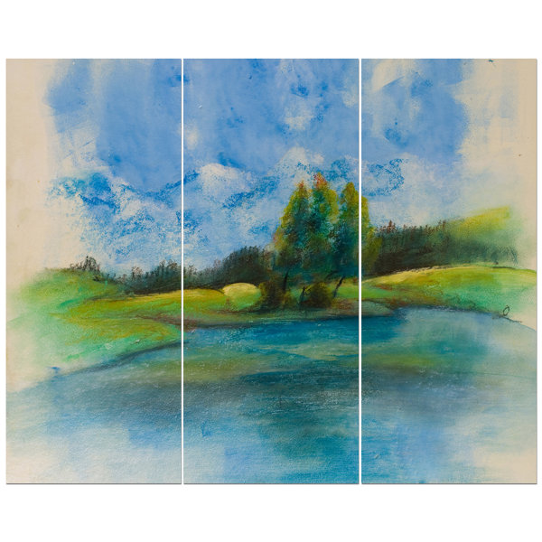 East Urban Home Lake And Trees Oil Painting Print Multi Piece