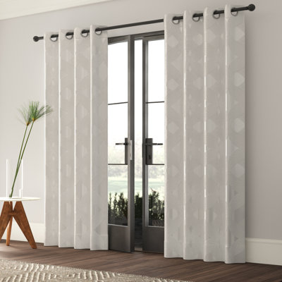 Bentley Ogee Knitted Jacquard Geometric Total Blackout Single Curtain Panel INCOMPLETE 