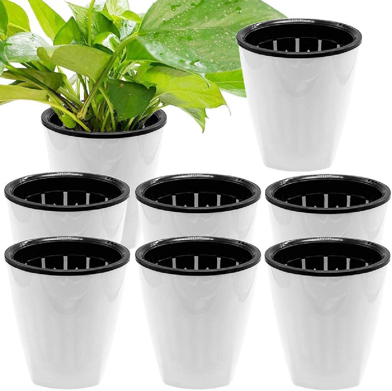 Flower Self Watering Planter Plastic Flower Plant Pot for Herbs Plants