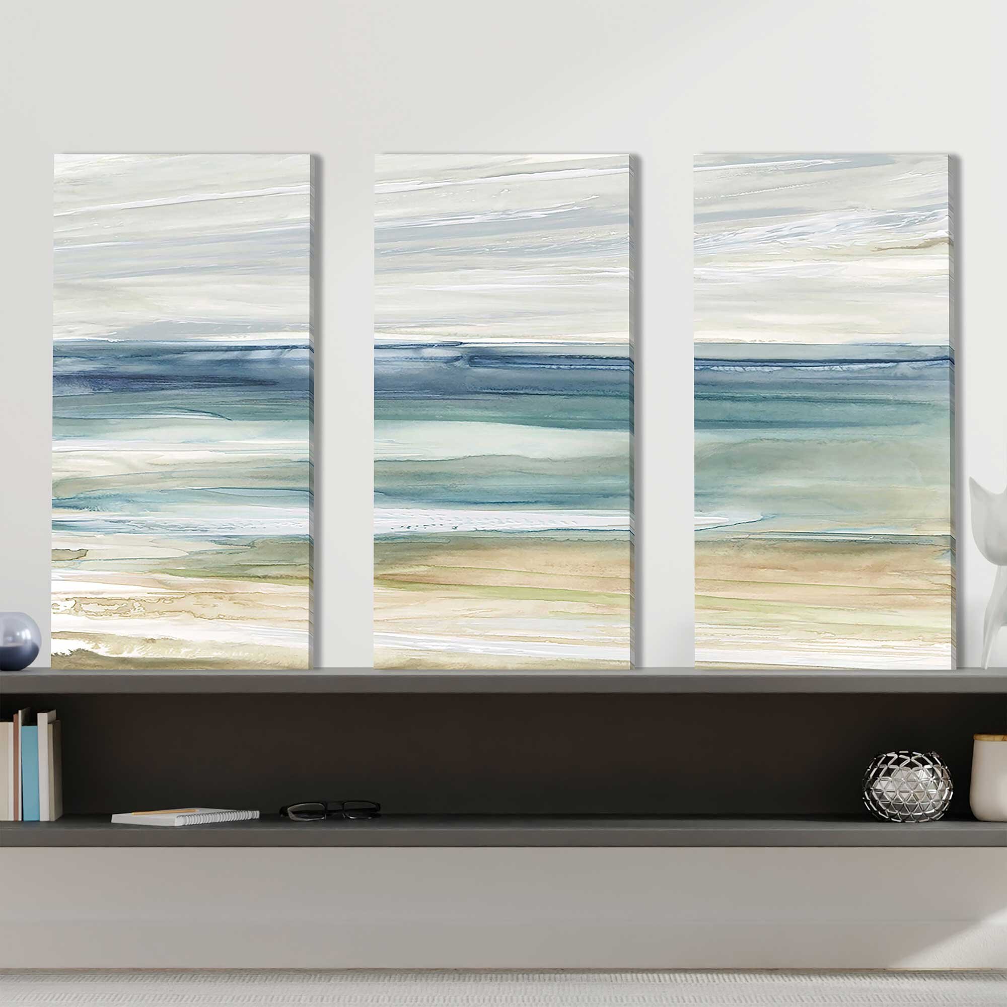 Highland Dunes Ocean Breeze - 3 Piece Wrapped Canvas Painting | Wayfair