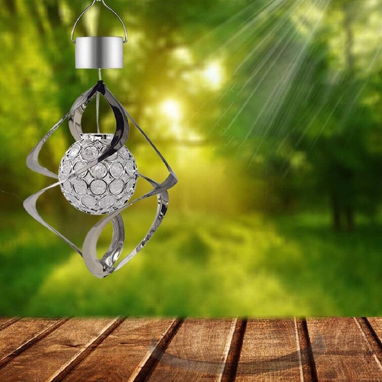 Solar Wind Chimes Outdoor LED Spiral Spinner Lamp Light Lawn Yard Decor 