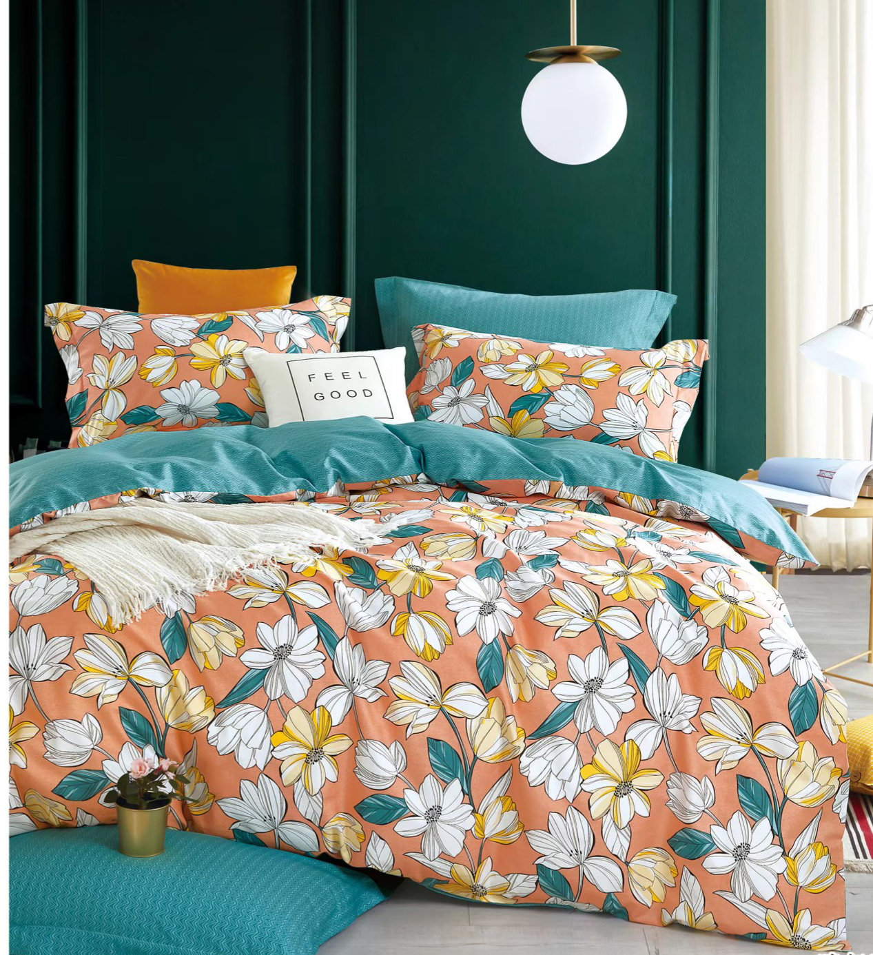 Ebern Designs Darinka Orange/Green/Yellow Standard Cotton 220 TC