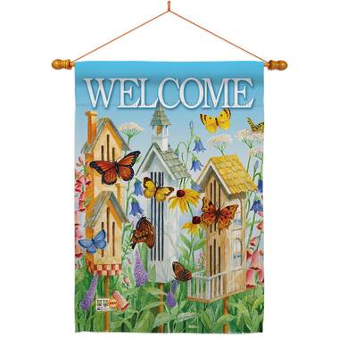 Welcome Birdhouse ~ Double Sided Soft Quality House Flag    H1293   28x40 