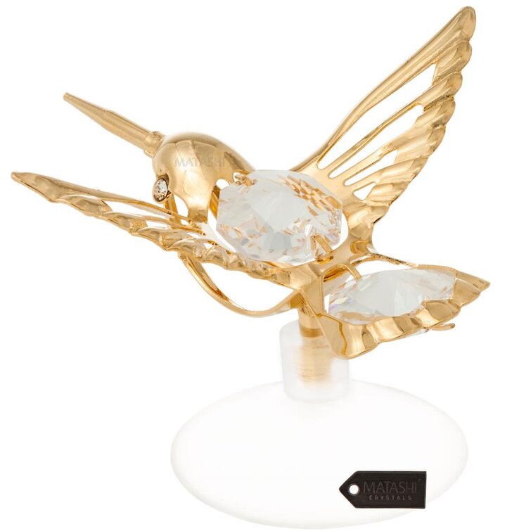 MatashiCrystal 24K Gold Plated Hummingbird Ornament Hanging Figurine ...