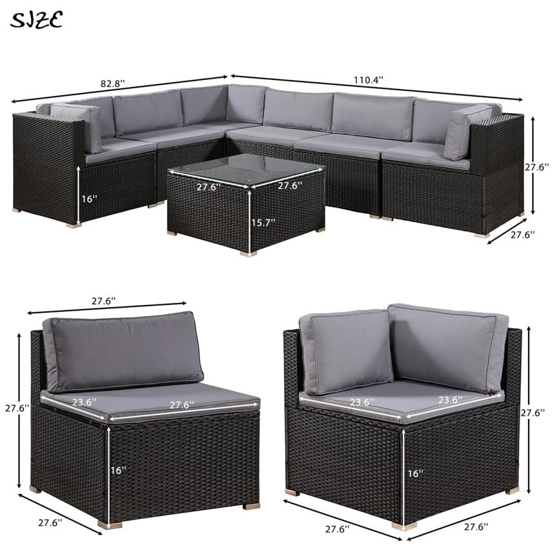 Latitude Run Deaven Patio 7 Piece Sectional Seating Group With Cushions Wayfair