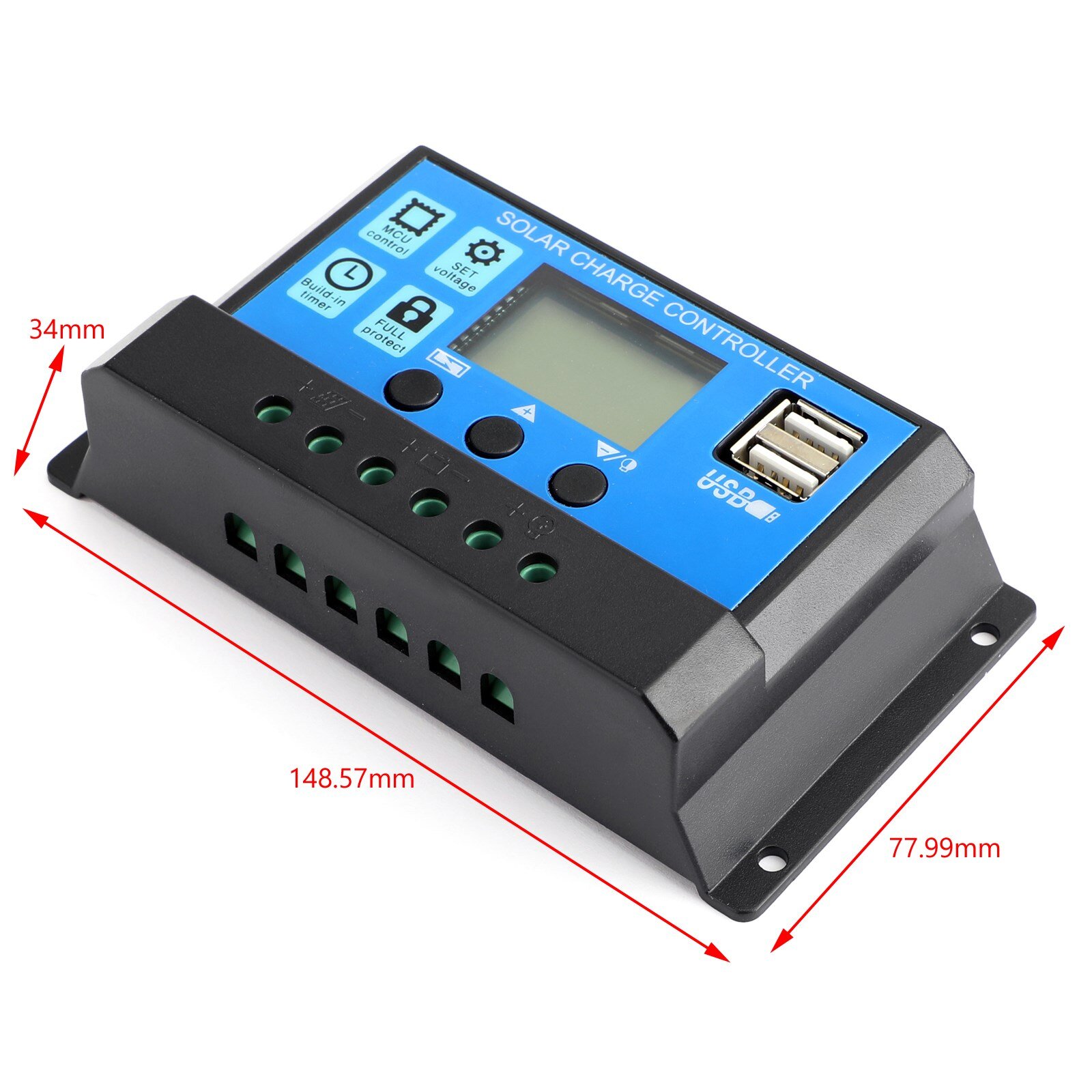 Artudatech Solar Panel Battery Regulator Charge Controller PWM LCD Dual ...