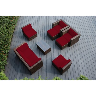 Ohana 9 Piece Rattan Sunbrella Sectional Set With Cushions Ohana Depot Cushion Color Red