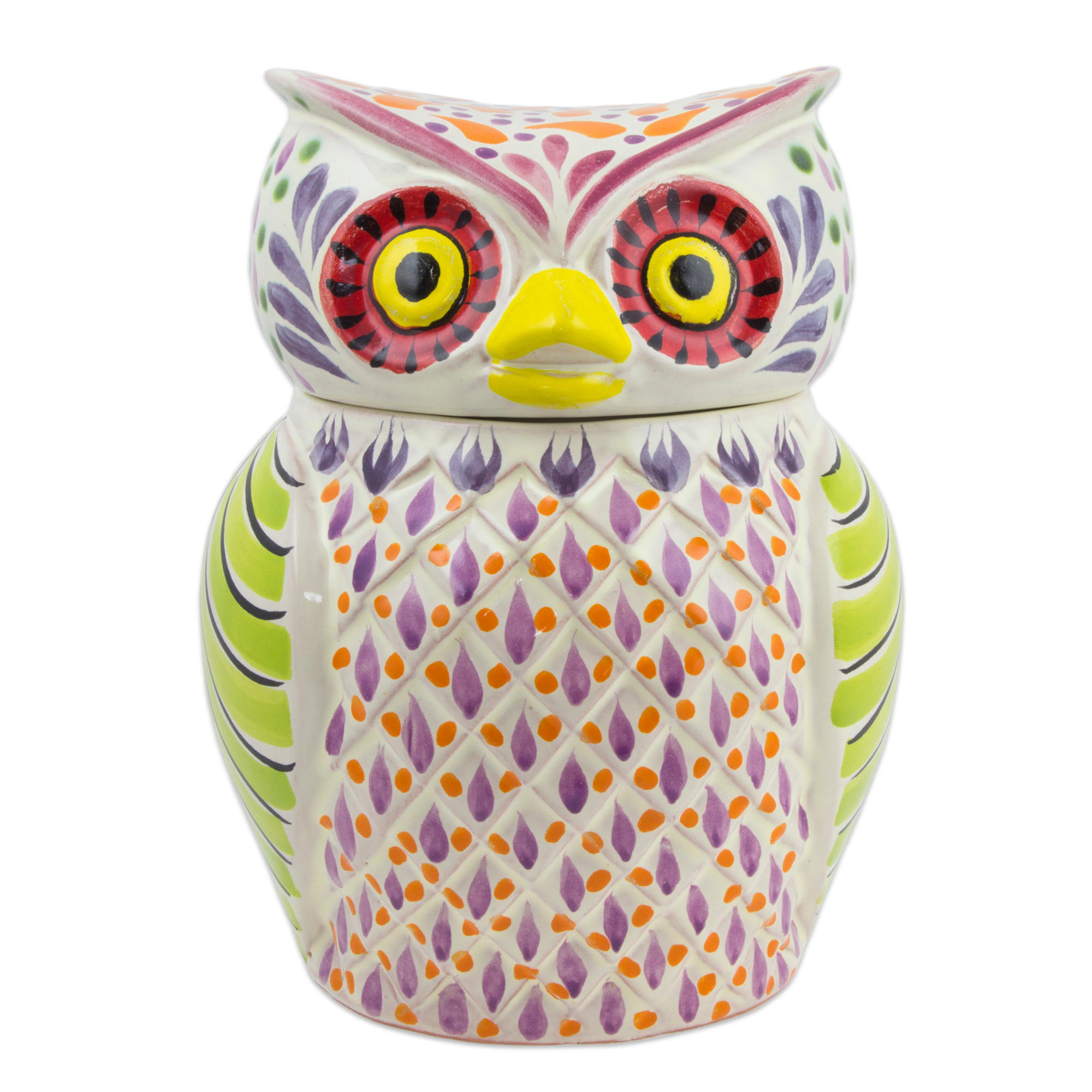 Novica Colorful Owl Theme Majolica Cookie Jar Wayfair