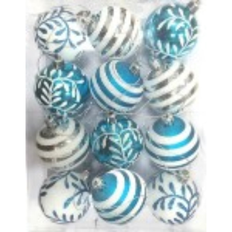 The Holiday Aisle 12 Piece Snowflake And Line Glitter Ball Ornament Set Reviews Wayfair