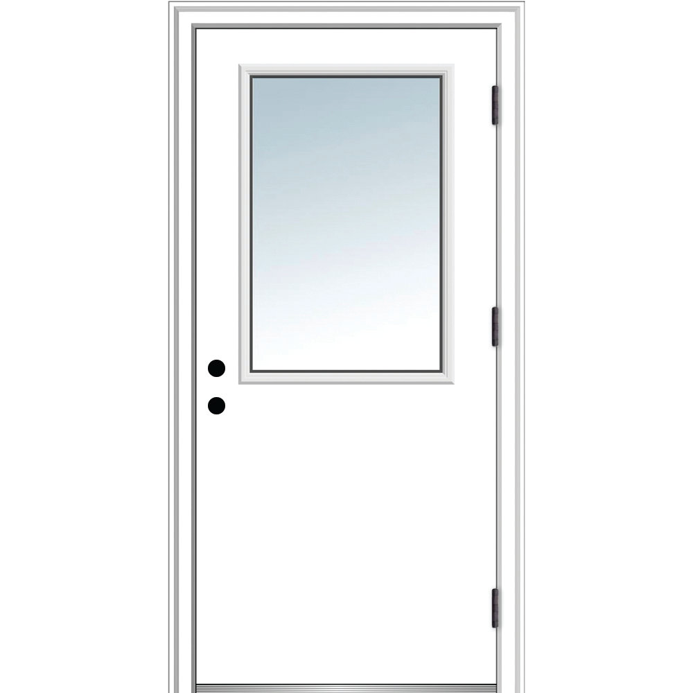 Verona Home Design Clear Glass Steel Prehung Front Entry Door