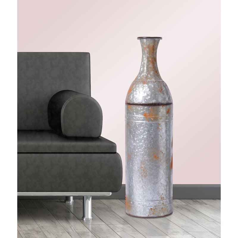 Gracie Oaks Hytop Farmhouse Galvanized Metaldecoration Floor Vase Reviews Wayfair