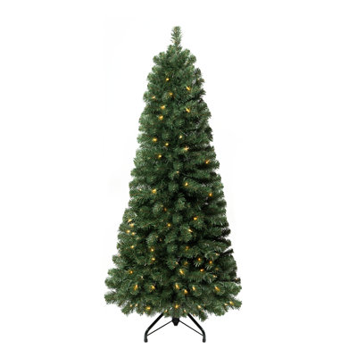 prelit slim artificial christmas tree with sturdy metal stand 25 wide realistic skinny pencil tree