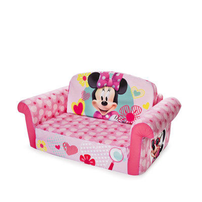 Marshmallow Furniture Kids 2-in-1 Flip Open Foam Compress Sofa Bed, Minnie Mouse