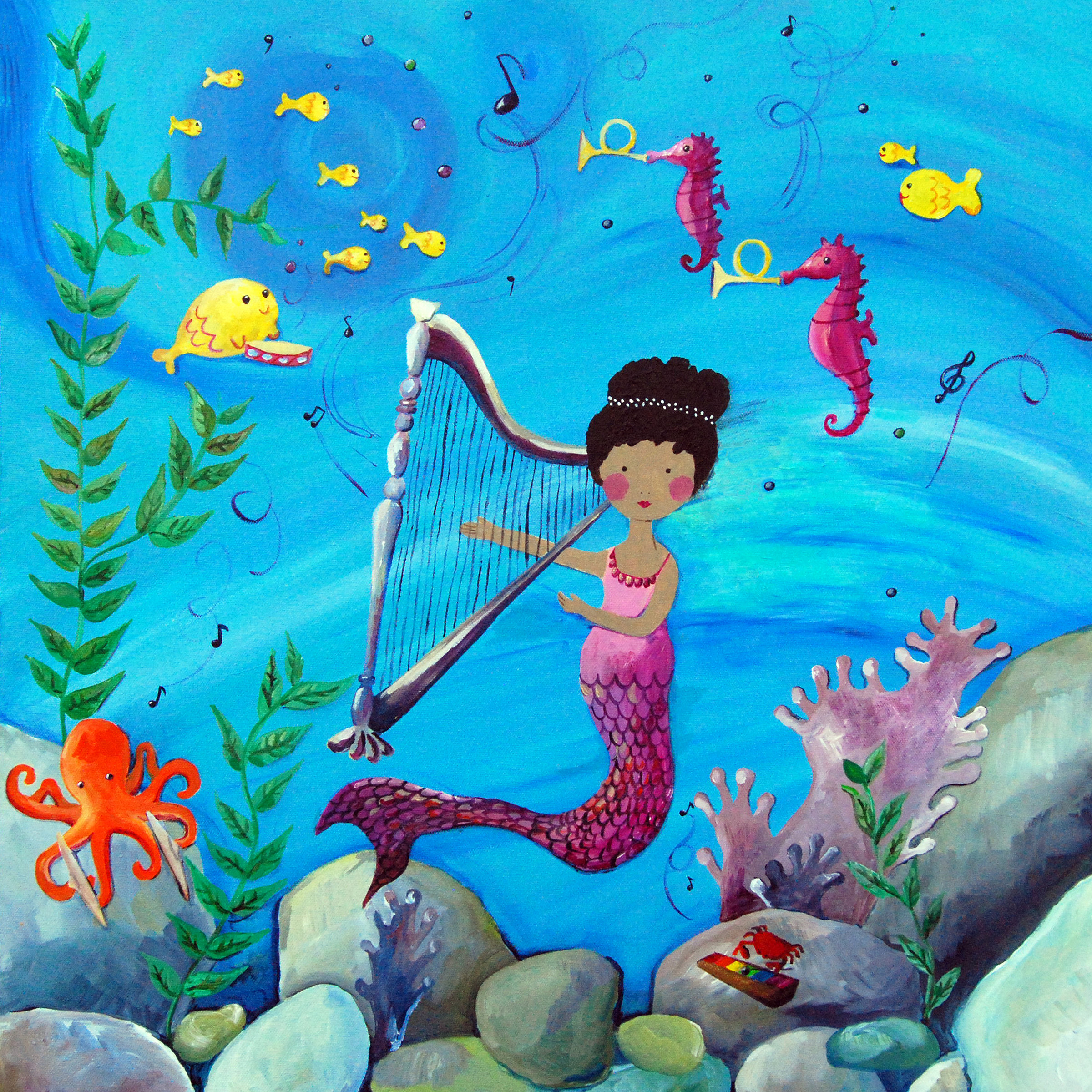 Cici Art Factory Wit & Whimsy African American Mermaid Canvas Art Wayfair