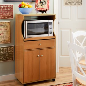 Microwave Cart with Wood Top