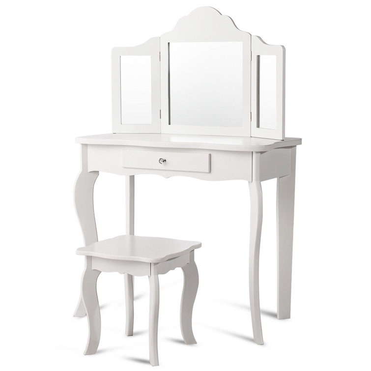 childrens white dressing table set