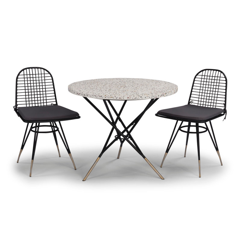 Oswestry Cast Aluminum Outdoor 3 Piece Bistro Set With Cushions Allmodern