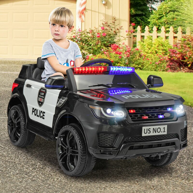 kids riding police car
