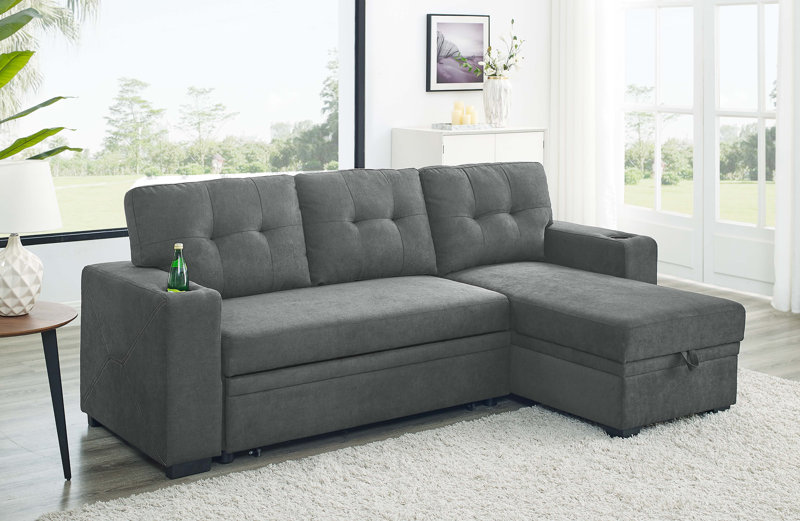 incomplete/Cobe 85" Wide Reversible Sleeper Upholstered Sofa & Chaise Body Fabric: Gray