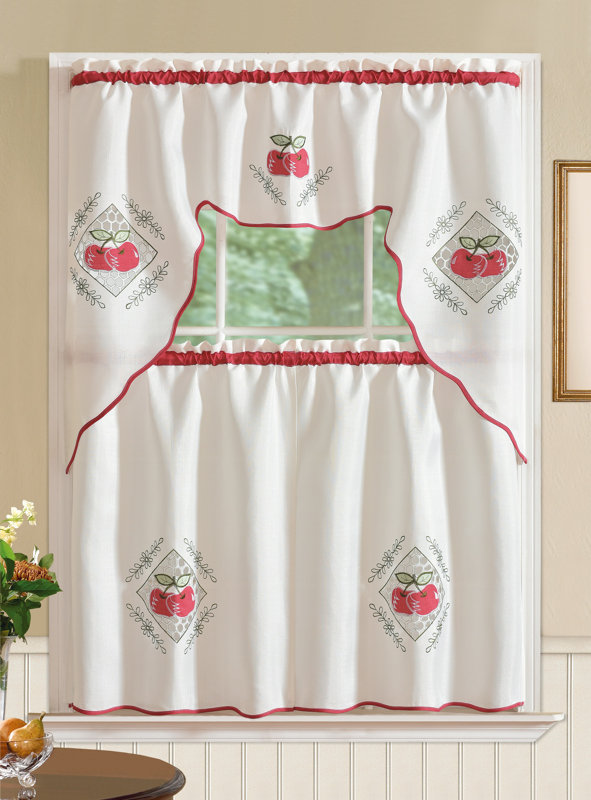 Apple 3 Piece Kitchen Curtain Set