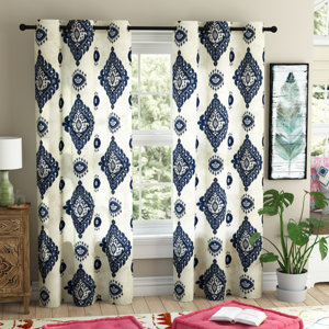 Quiroz Damask Room Darkening Grommet Curtain Panels (Set of 2)