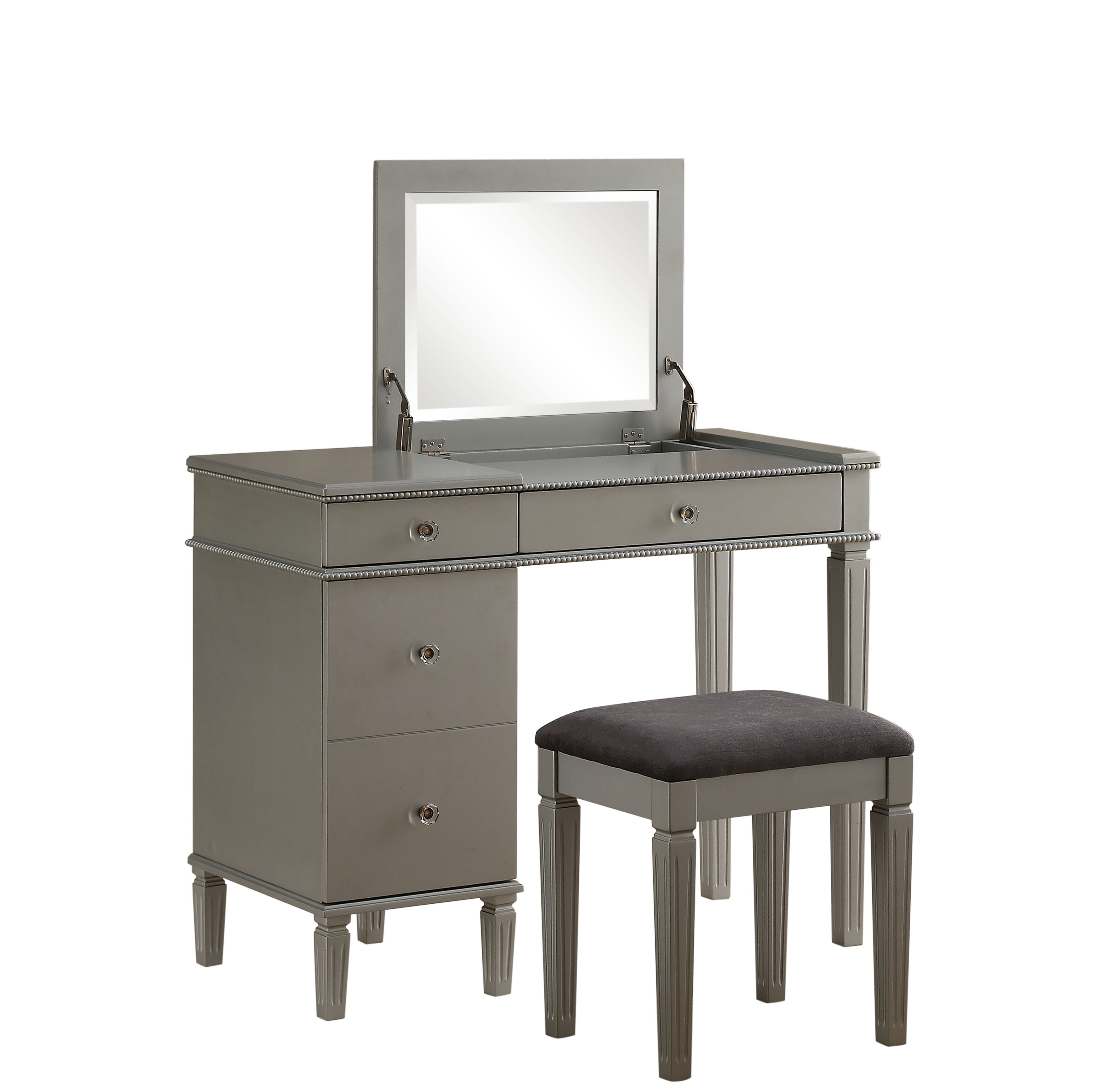 Rosdorf Park Anja Vanity Set With Stool And Mirror Wayfair