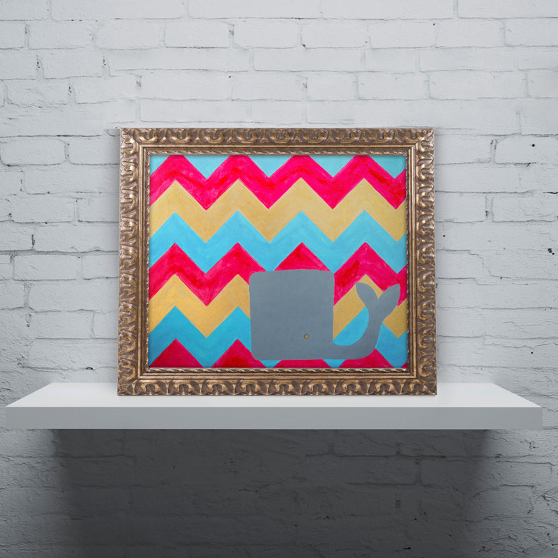 Trademark Art Whale Chevron Nicole Dietz Framed Painting Print