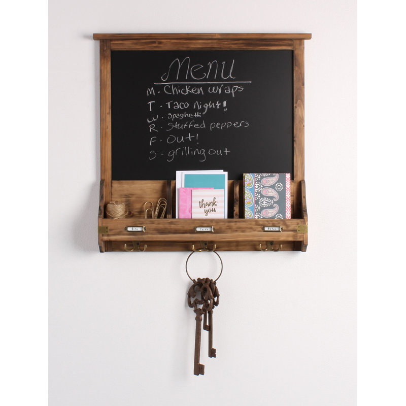 Gracie Oaks Cloey Wall Mail Storage Organizer With Chalkboard