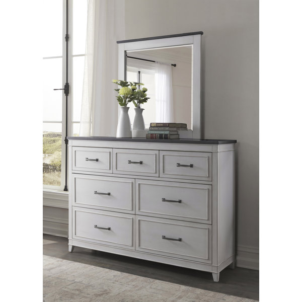 laurel foundry modern farmhouse thelma 7 drawer 62 w double dresser with mirror reviews wayfair