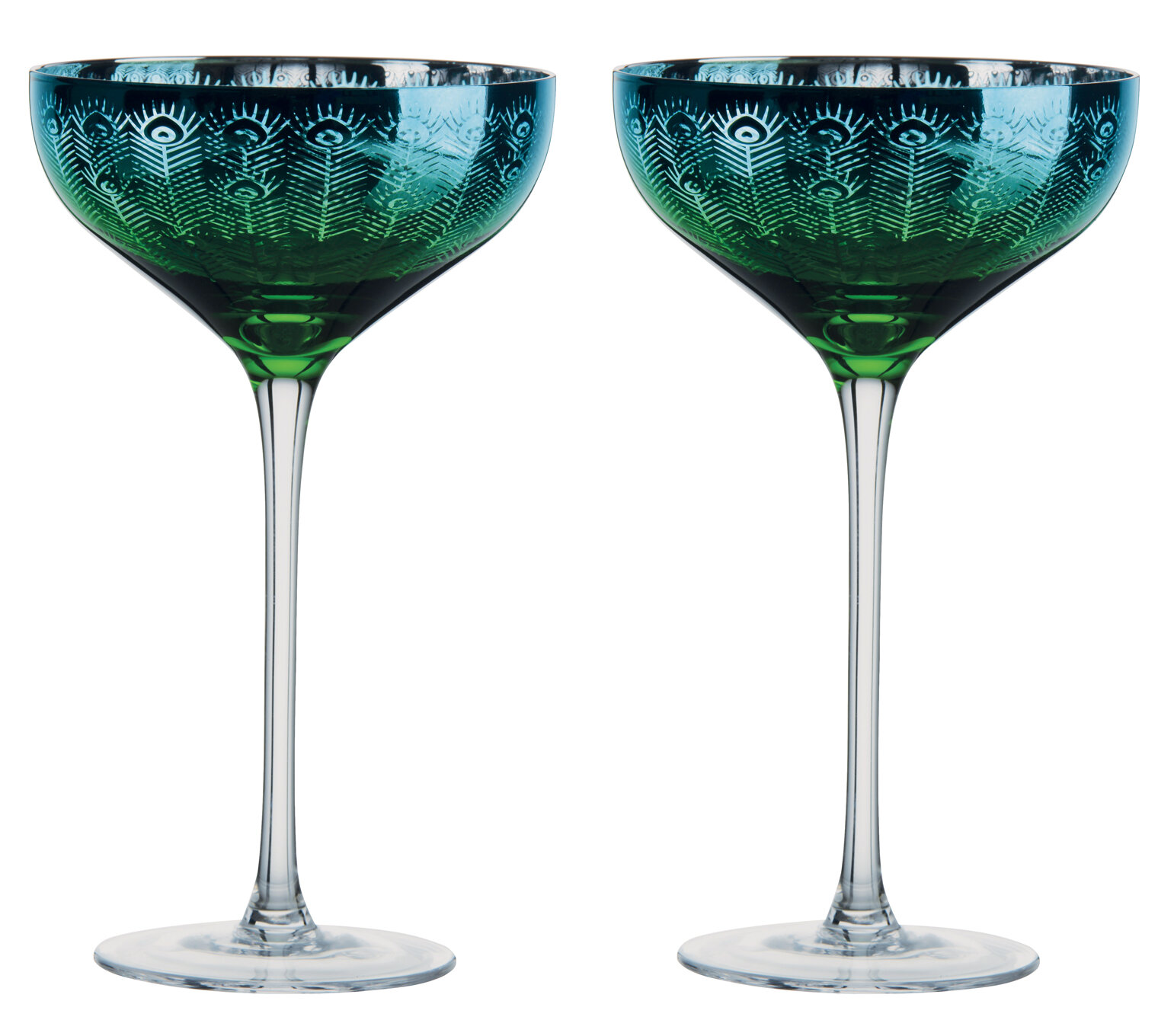 coloured champagne saucers