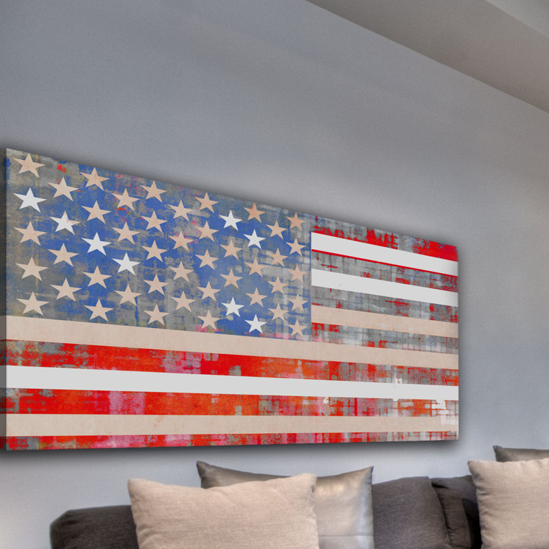 Parveztaj Usa Flag By Parvez Taj Painting Print On Wrapped