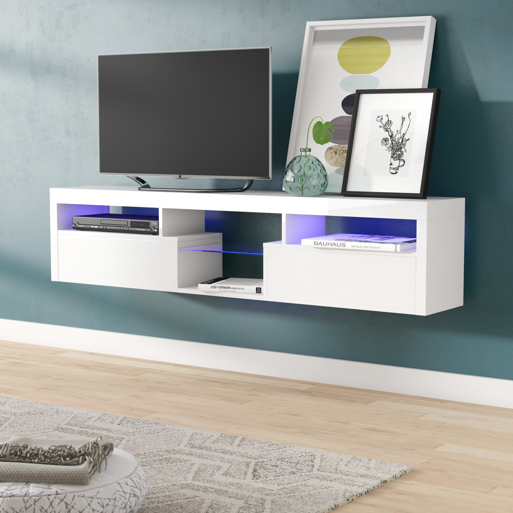 Featured image of post Floating Tv Stand White : Floating tv stand with drawers: