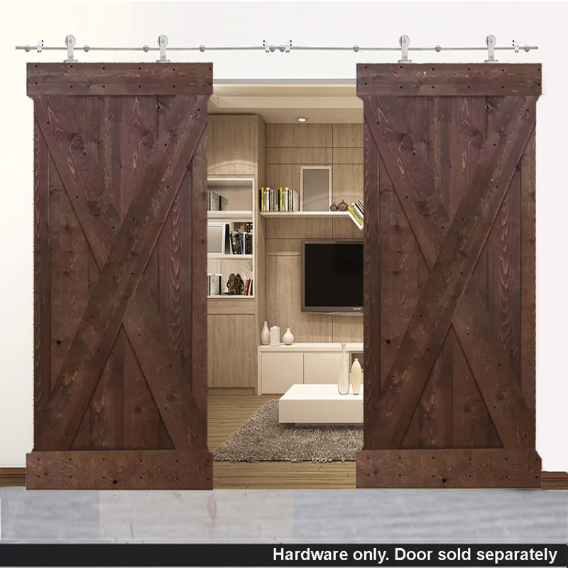 Calhome Stainless Steel Standard Double Sliding Barn Door Hardware Kit Wayfair