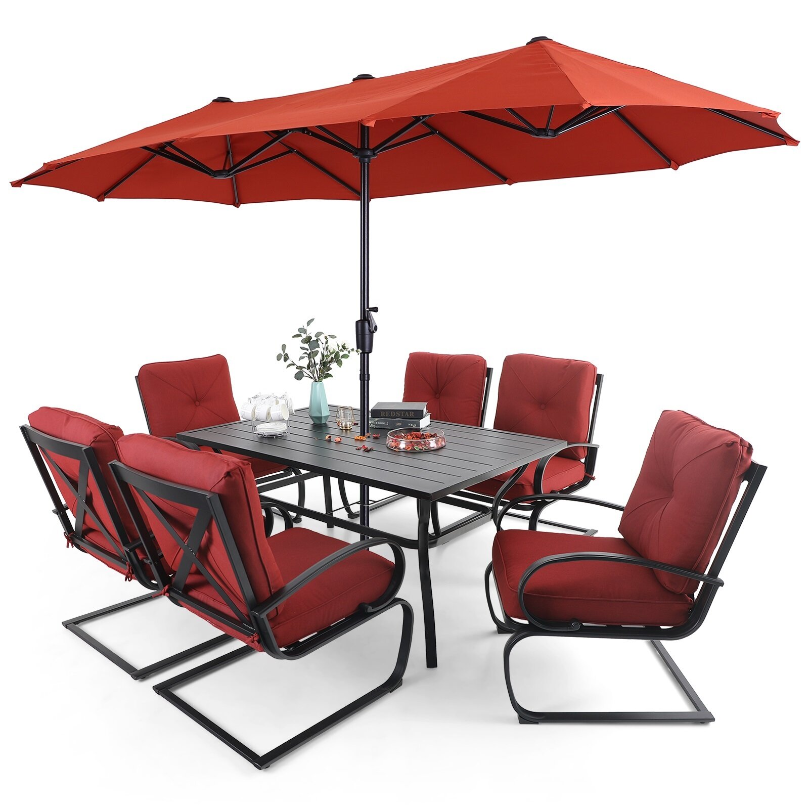 miami red 8 piece patio set