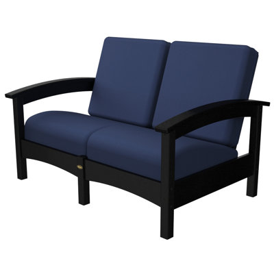 Trex Outdoor Rockport Club Deep Seating Sofa with Cushions Colour: Charcoal Black / Navy