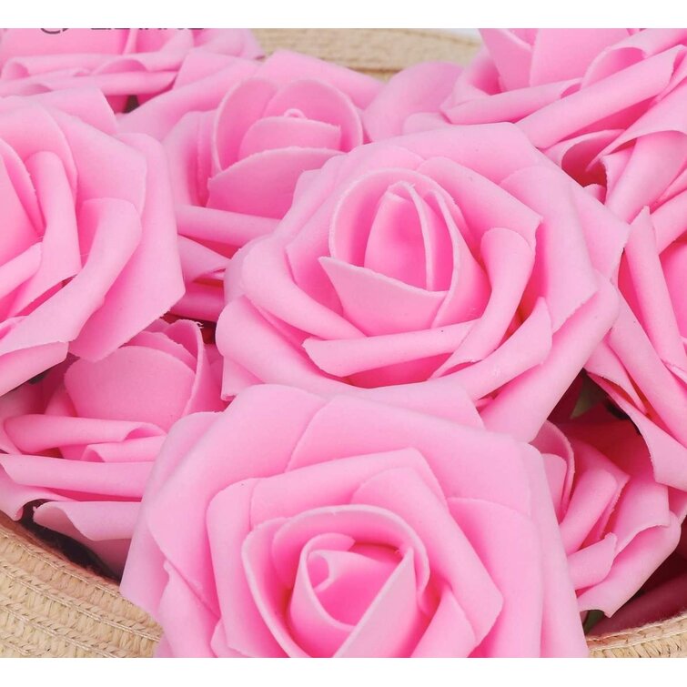 50pcs Artificial Fake Rose Flower Stems For Diy Handmade Bouquet Flower Leaf