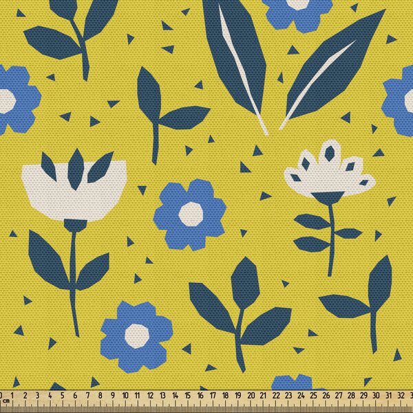 Floral Scandinavian Cotton fabric Curtain Interior Decorative fabric Purple Blue