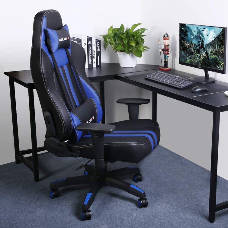 Office Gaming Chair Racing PU Massage Executive Computer Desk Seat Swivel Blue 
