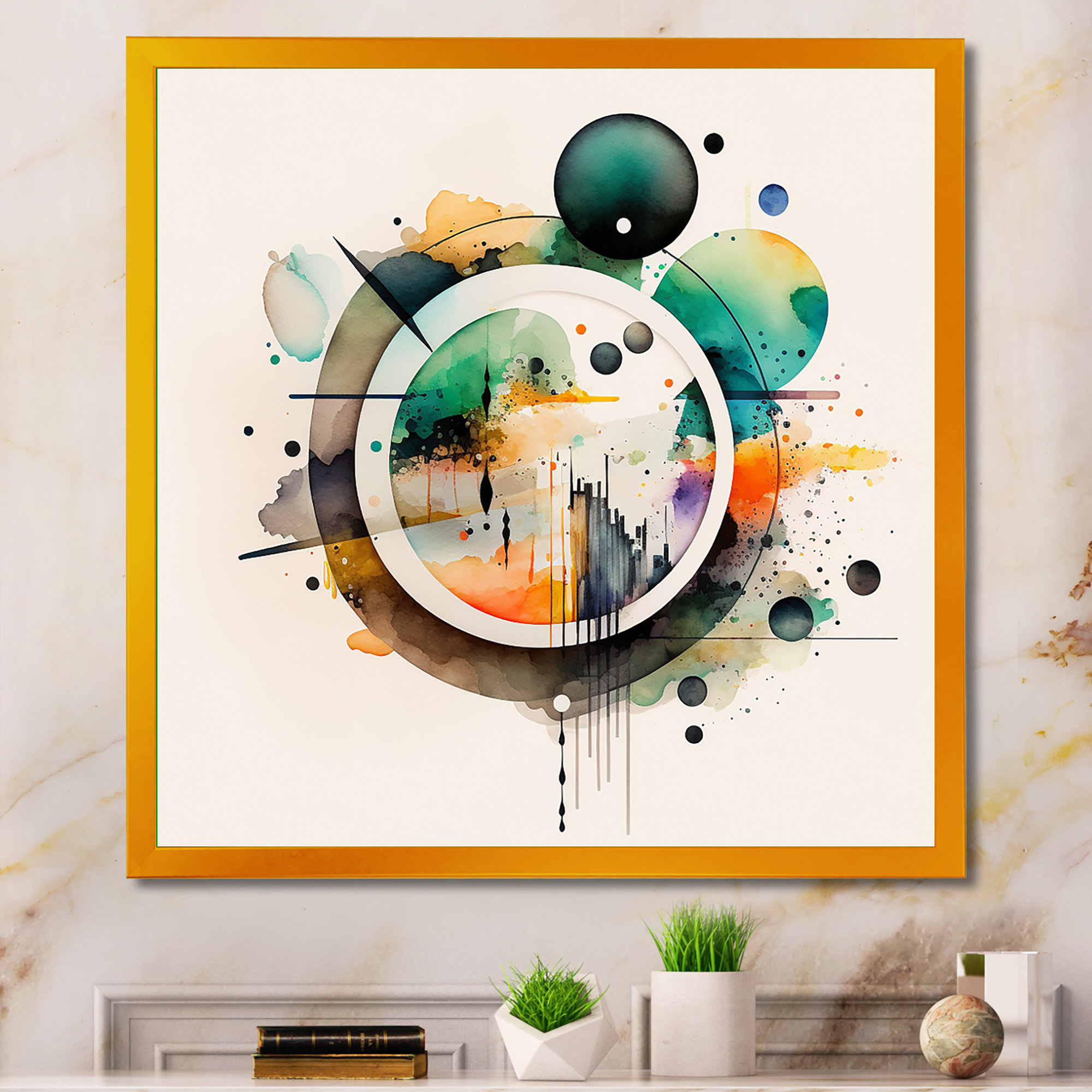 Wrought Studio MultiColor Watercolor Geometric Art V Print Wayfair
