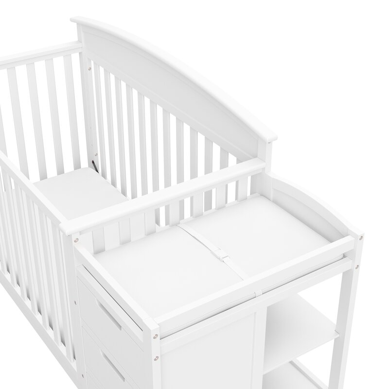 white convertible crib with changing table