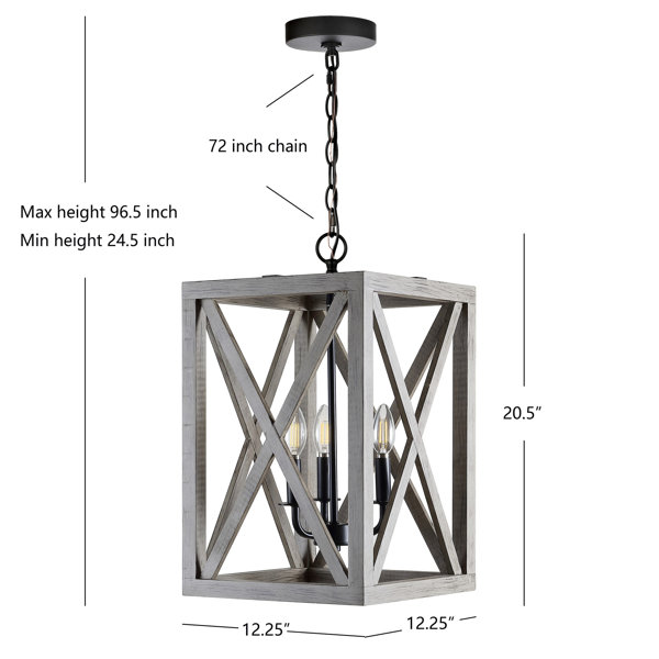 Gracie Oaks Zhu 3 Light Lantern Rectangle Pendant Reviews Wayfair
