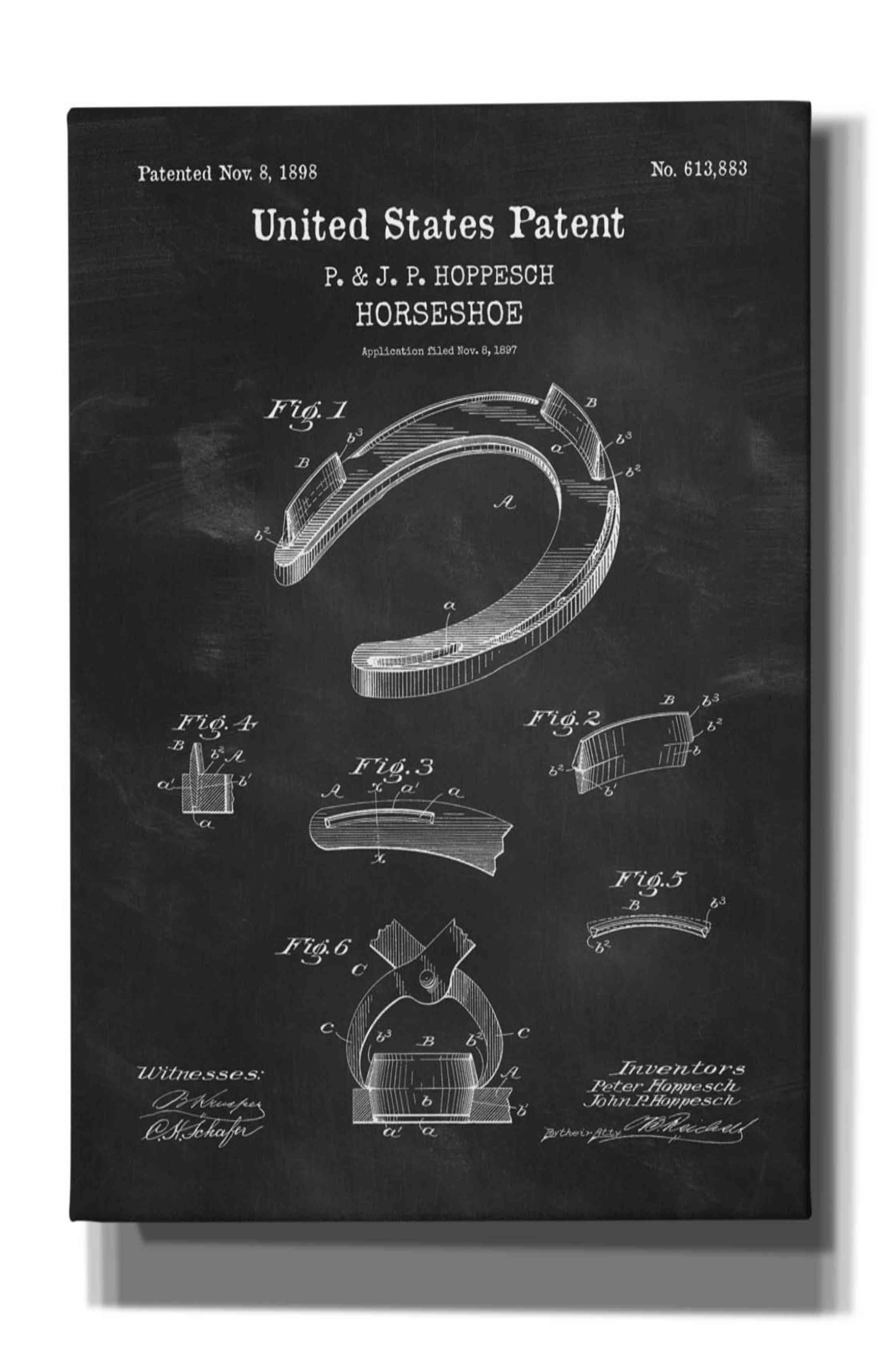 Williston Horseshoe Blueprint Patent Chalkboard by Official US