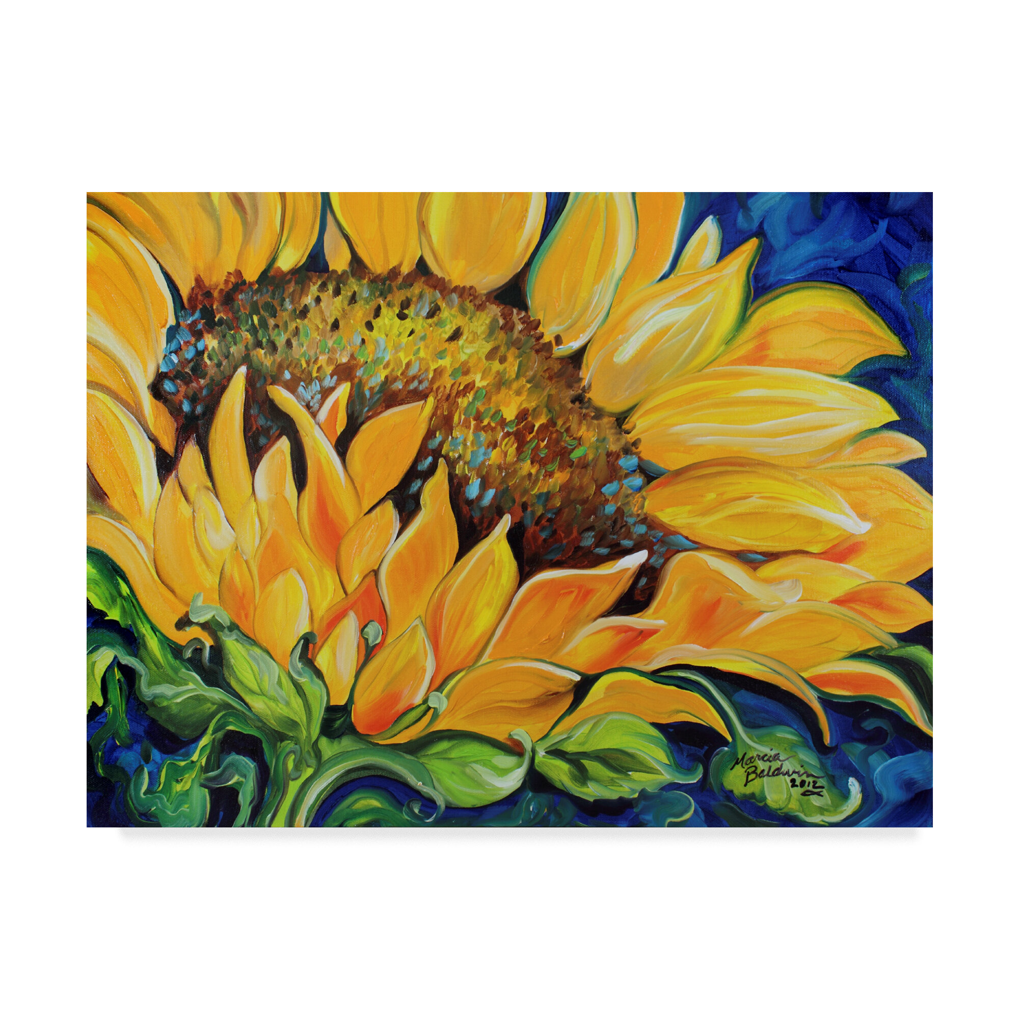 Trademark Art Sunflower September Acrylic Painting Print On