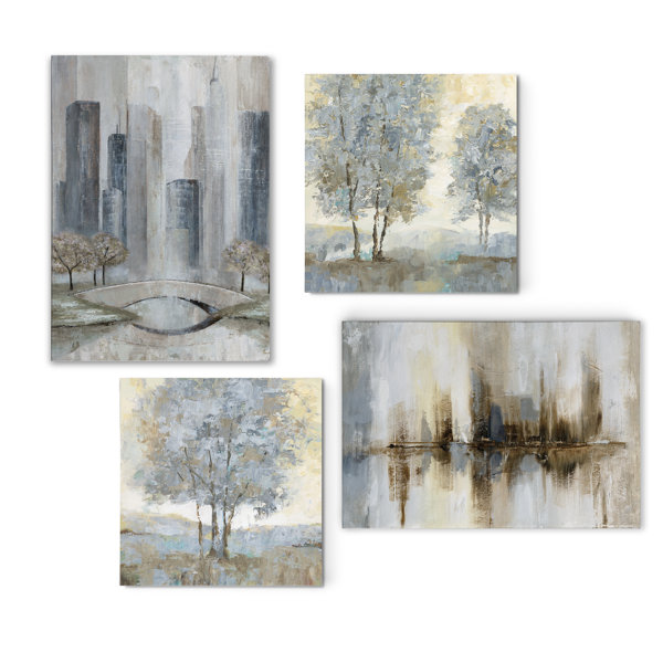 Winston Porter Touch Of Modern Grays 4 Piece Wrapped Canvas