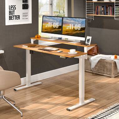 Inbox Zero Home Office Height Adjustable Standing Desk 2-Tiers & Reviews |  Wayfair