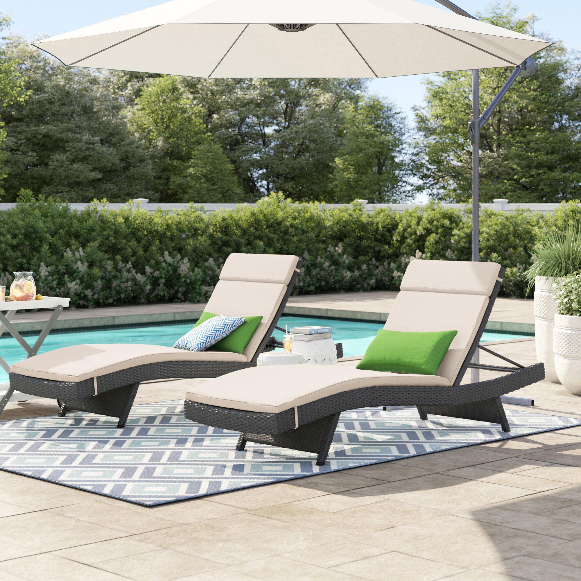 rebello sun lounger set with cushions