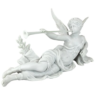 Design Toscano Saint Honore Trumpeting Angel Bonded Marble Mantle Figurine
