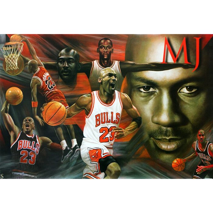 Buy Art For Less Michael Jordan MJ Collage Sports - Graphic Art Print ...