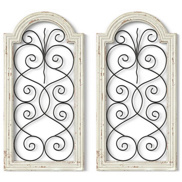 Wrought Iron Wall Panel Rustic 71 in Metal Construction Sturdy Wood Classic